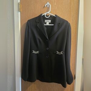 Bloomingdale's Black Blazer with Chain Detail. Vintage 1990's.